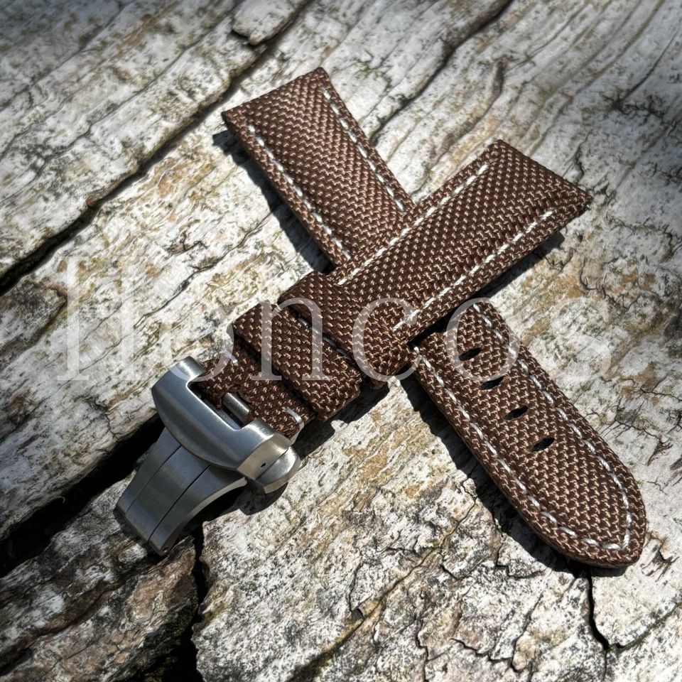 24 мм холщовый ремешок для часов подходит для Panerai новая застежка коричневый белый - Изображение 4 из 4