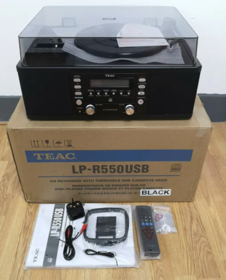 TEAC LP-R550USB-B CD Recorder with Turntable Cassette Player Black 