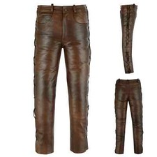 Cowboy Native American Brown Cow Leather Pant Side Laced Style Pant Western