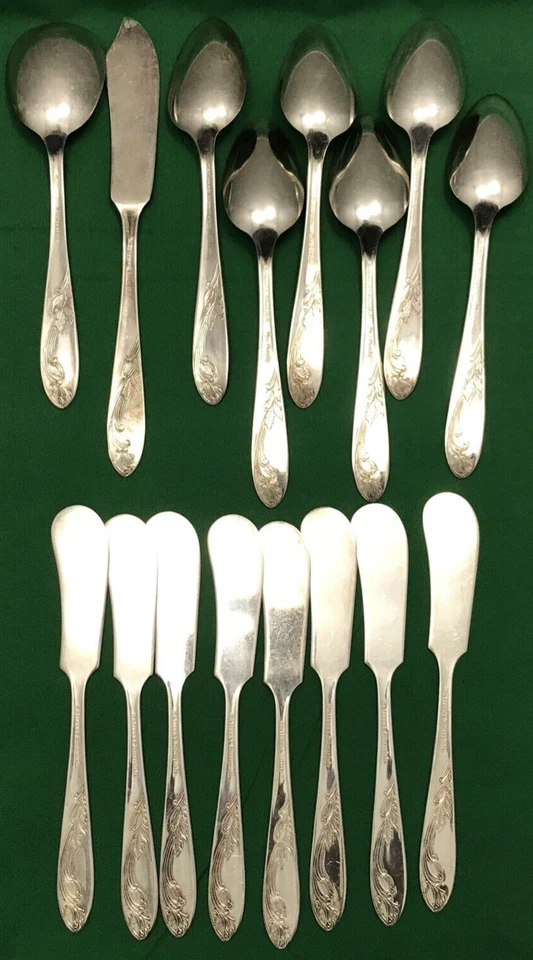 16 Piezas JARDÍN DE ROSAS ESPARCIDORES PLATEADOS AZÚCAR Y CUCHARADITAS Nacional Foto 3 de 4