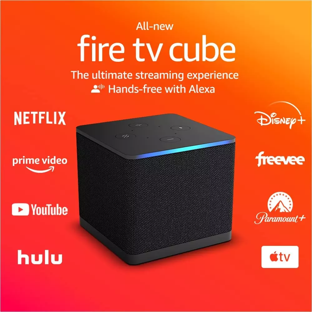 Fire TV Cube Hands Free Streaming Device with Alexa Wi Fi 6E 4K Ultra HD NEW