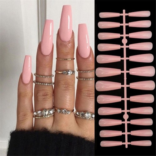 Art Extension Full Cover False Nails Coffin Fake Nail Nail Tips Ballerina Nail - Picture 3 of 18