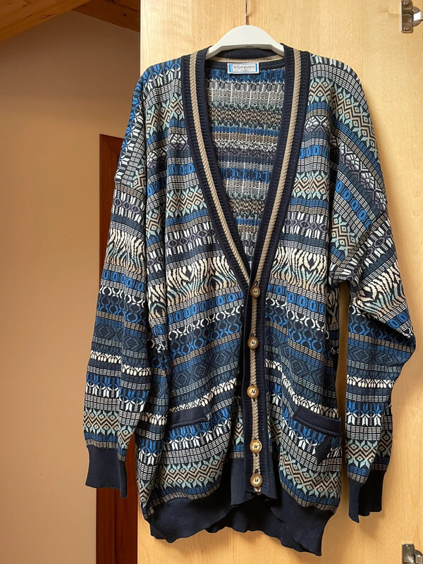 Cardigan Yves Saint Laurent uomo XXL blu lana vintage Nuovo senza cartellino