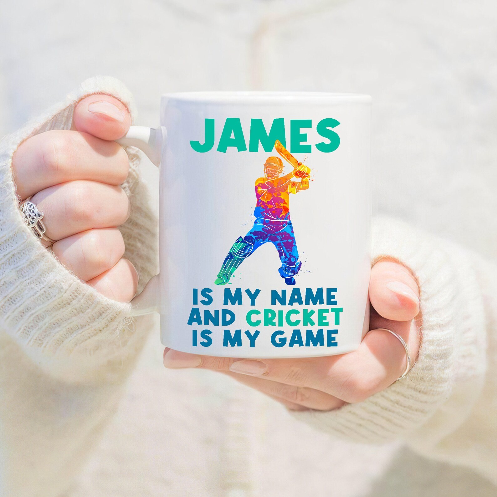 Personalised Custom Name Is My Name And Cricket Is My Game Funny Coffee Mug.