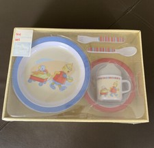 First Dinnerware Set Plate Bowl Sippy Cup Fork Spoon Baby Robots C.R. Gibson