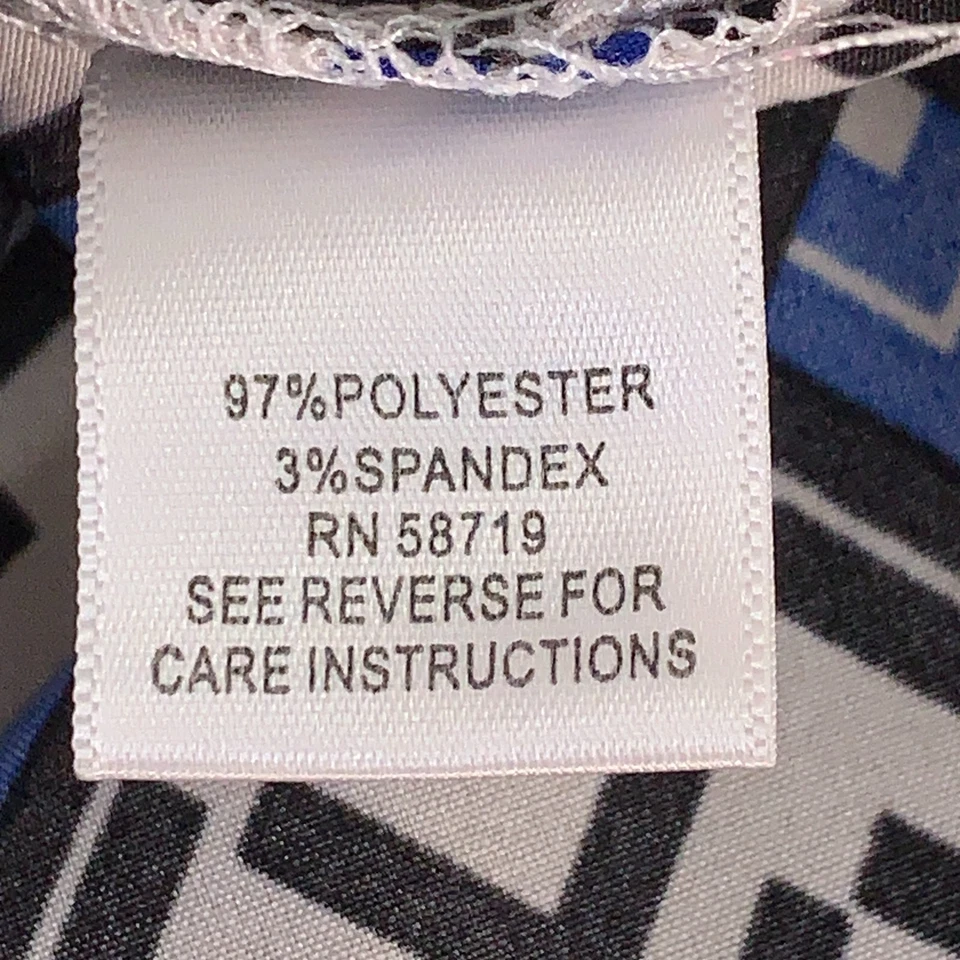 Top Studio Works para mujer talla XL negro blanco azul estampado manga larga botón delantero Foto 4 de 4