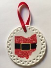 Ohio Santa State Porcelain Christmas Ornament~Lightweight~Ho Ho Ho~Red~Boxed