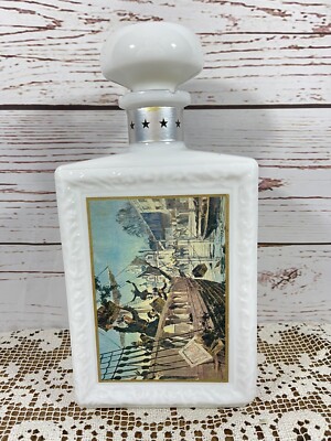 J.W. Dant's Kentucky Bourbon Whisky Bottle Decanter Milk Glass Boston Tea Party