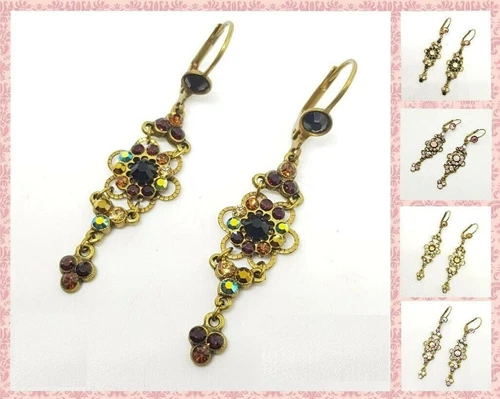 Earrings Michal Negrin Crystals Elegant flowers Made in Israel