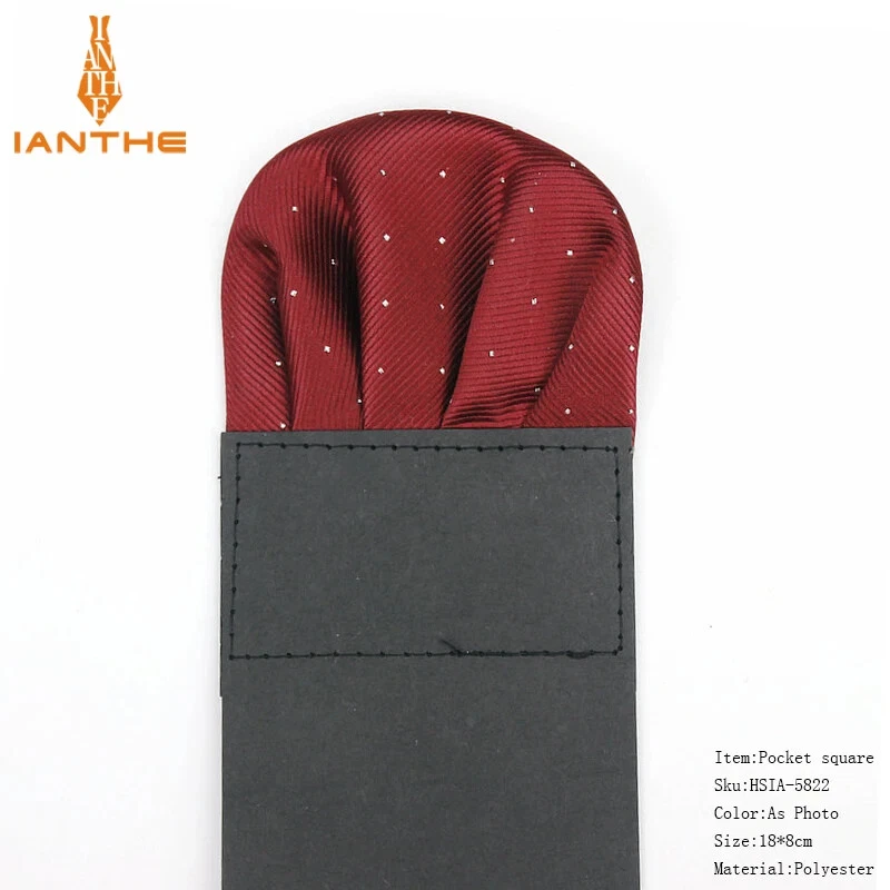 Pañuelo cuadrado de bolsillo predoblado de seda satinada para hombre a lunares fiesta, Foto 4 de 4