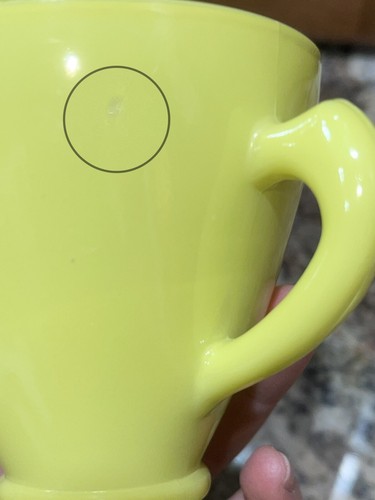Mid Century Modern Hazel Atlas Sugar Creamer Tumbler Cups Neon Yellow Platonite - Picture 4 of 12