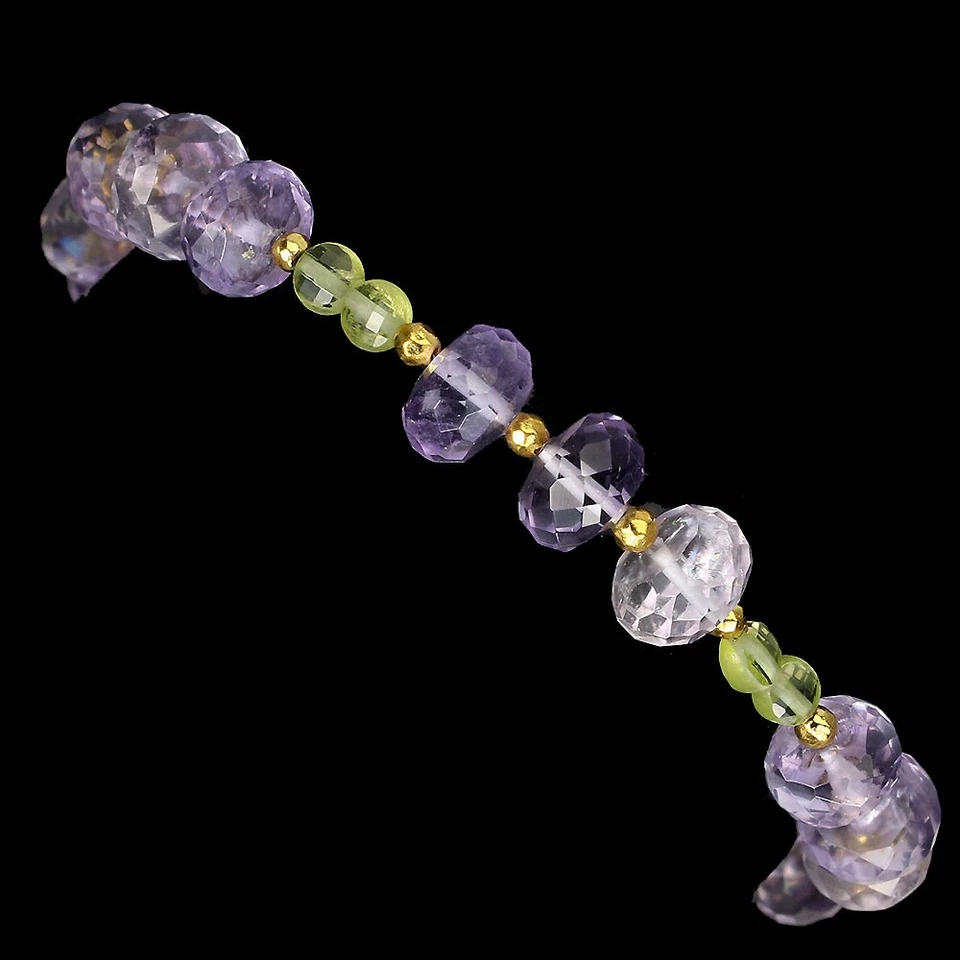 925 Sterling Silber Armband Amethyst Peridot Natürlicher Edelstein Schmuck - Bild 2 von 4