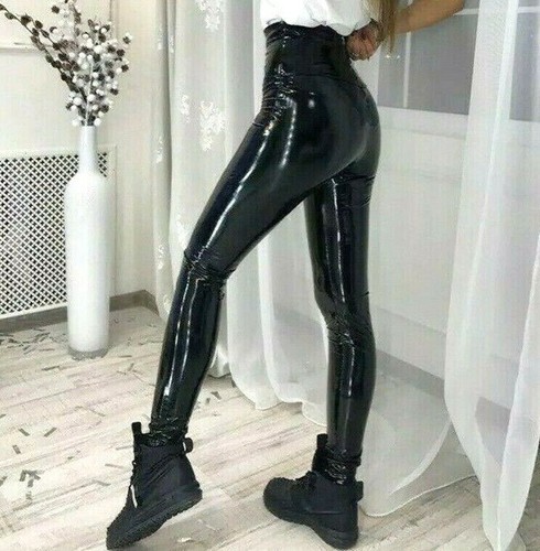 Women's Shiny Vinyl Leather High Waist 