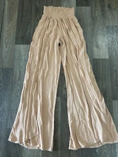 Rewash Be More Pants Large Slit front Flowey legs Elastic Waist Peach Rayon