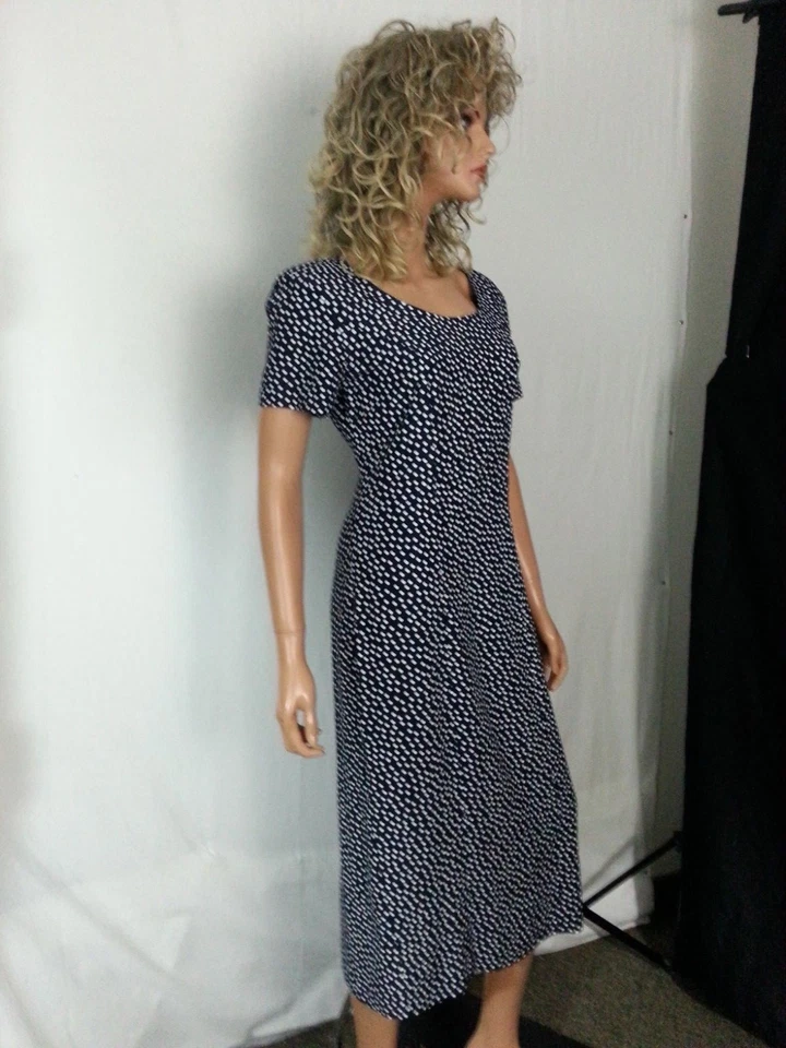 Vestido de Colección Años 80 BYER TOO CA Azul Oscuro Blanco Lunares Espalda Cintura Dibujar Cuerda 5 S  Foto 2 de 4