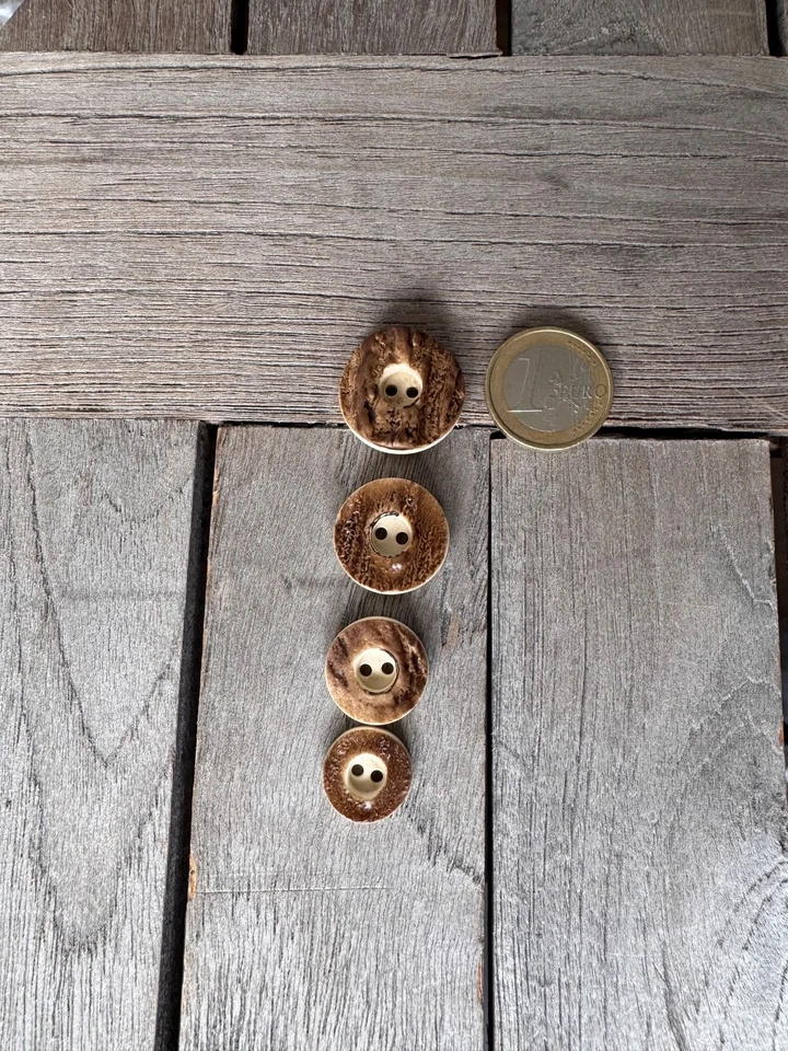 10 Stück Kunststoff Knöpfe Hirschhorn Optik Imitat 2 Loch in 4 Größen - Bild 4 von 4