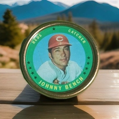 1971 baseball TOPPS Coin Cincinnati Reds Johnny Bench HOF #149 No Dents Vtg EX