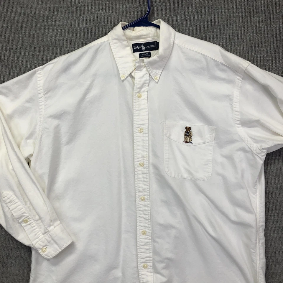 Camisa Ralph Lauren Para Hombre Grande Blaire Polo Oso Abotonada Oxford Bordada Foto 2 de 4