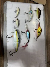 Lot Of 7 Lures Crank Bait Various Brands luck E Strike, Bomber, Rapala