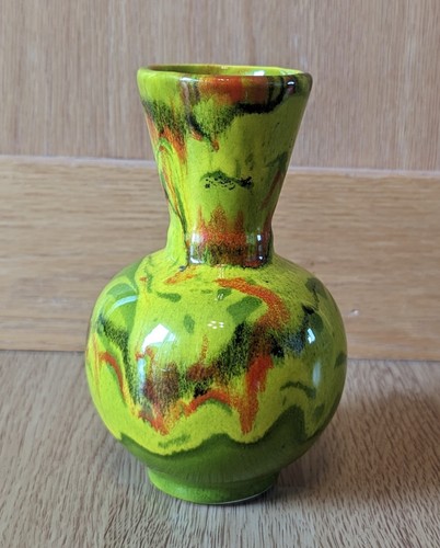 Lime Green Drip Glazed Stem Vase Vintage Ceramic *READ - Picture 2 of 8