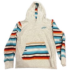 Hooey Youth Large Pullover Hoodie Gray Serape Aztec Western Sweatshirt Kids L