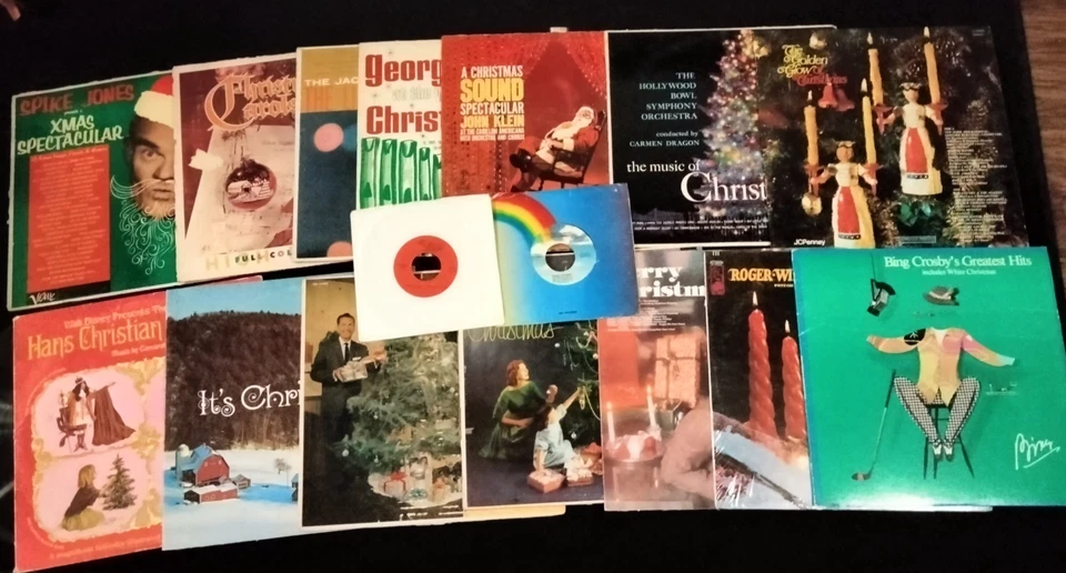HUGE LOT VINTAGE CHRISTMAS RECORDS 19X HOLIDAY CLASSICS 7" 12" BING CROSBY ETC - Image 2 of 4