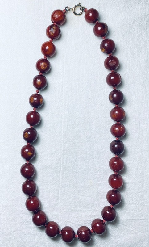 ANTIQUE CHINESE QING BALTIC BUTTERSCOTCH CHERRY AMBER BEADS NECKLACE