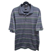 Nike Tiger Woods Collection Mens Size XL Grey Striped Logo Golf Polo Shirt