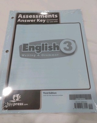 BJU Press English 3 Assessments Answer Key New 3rd Edition Bob Jones 517607 