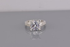 Sterling Silver 10mm Princess Cubic Zirconia Channel Set Band Ring 925 Sz: 8