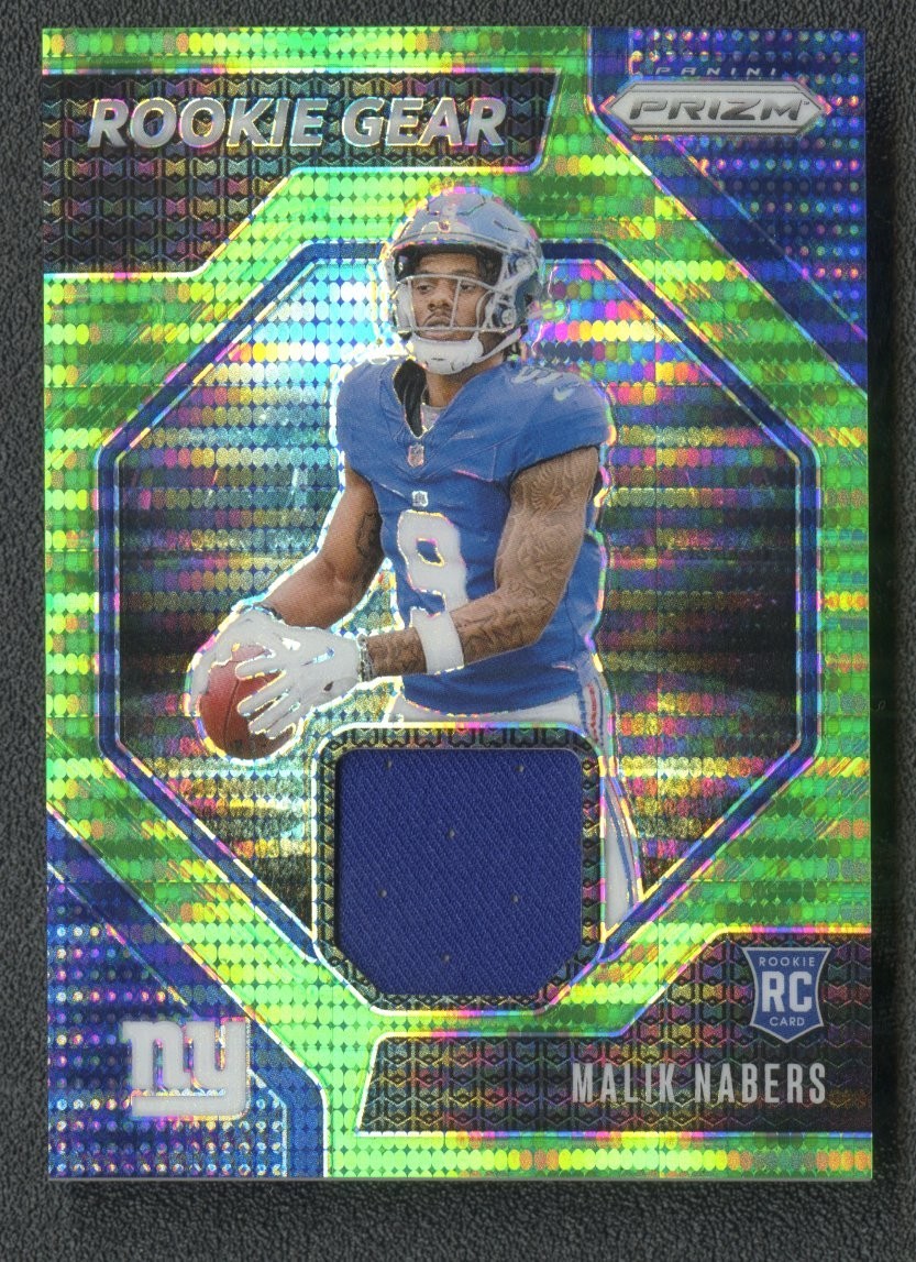 2024 Panini Prizm Rookie Gear Malik Nabers Patch Neon Green Pulsar