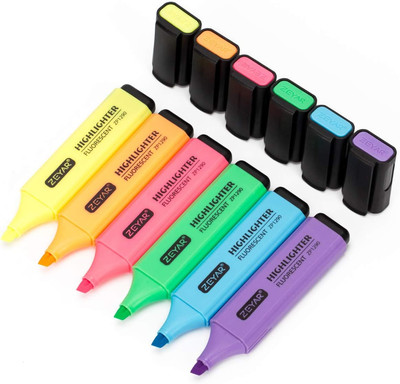 Zeyar Marking Pens Pack Of 6 Bright Fluorescent And Macaron Colors Art Supplies