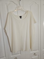 Eileen Fisher Viscose Crew Neck Sheath Top Cap Sleeve Shirt Ivory Size 3X