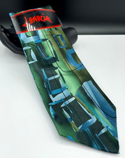 J. GARCIA Men's 100 Silk Tie  Green  Space Containers  Collection 56