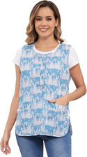 Cobbler Apron for Women with Pockets Printed Smock with Buttons