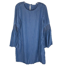 Beach Lunch Chambray Bell Sleeve Dress w/ Pockets Medium
