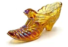 Fenton Vintage Iridescent Gold Luster Draped Cat Head Shoe Marked Fenton