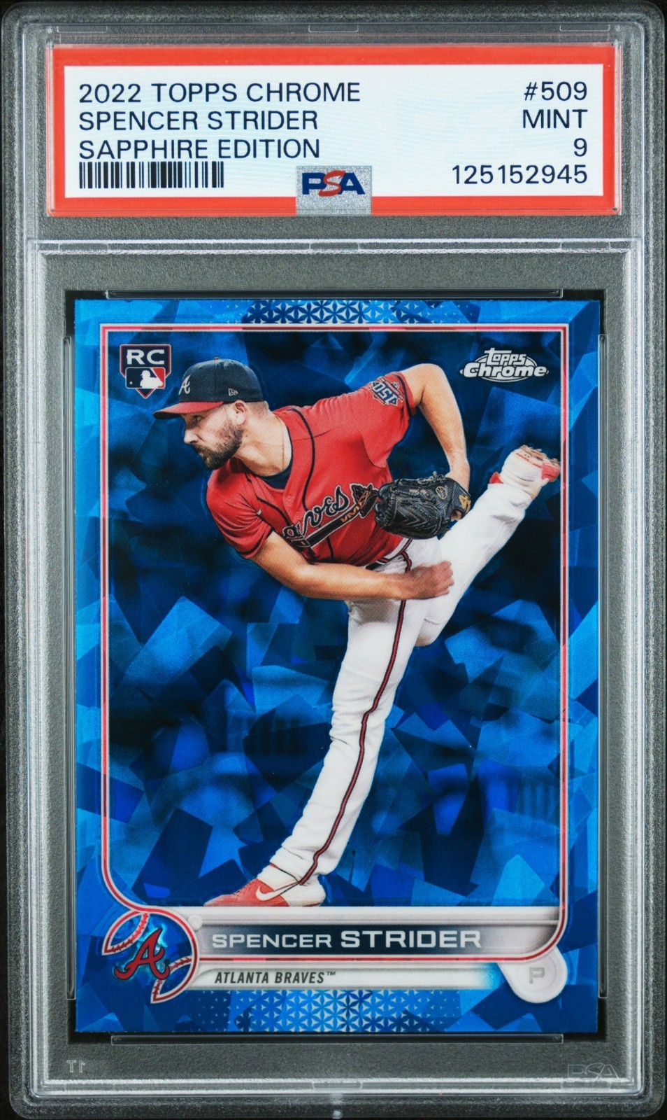2022 TOPPS CHROME SAPPHIRE EDITION #509 SPENCER STRIDER MINT PSA 9