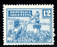 Argentina 1929 Columbus 12¢ Dull Blue Scott #373 Mint I760