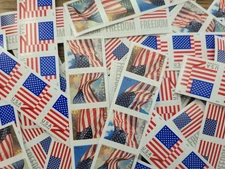 Forever Stamps - 25 Self-Adhesive USPS Stamps - All FLAGS SAME