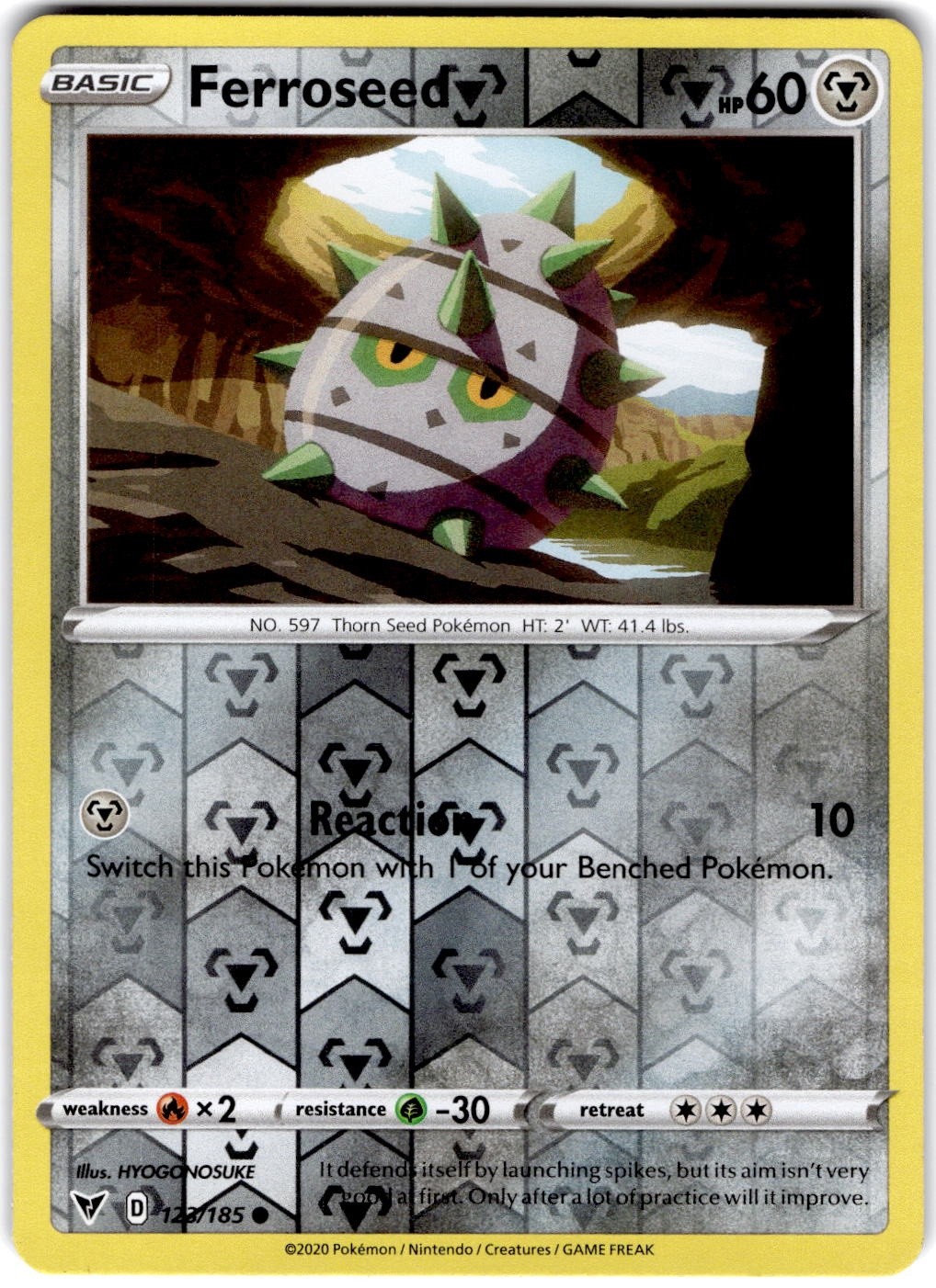 Pokemon Ferroseed Vivid Voltage 123 Reverse Holo English