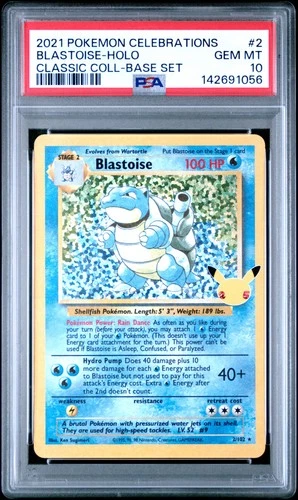 2021 POKEMON CELEBRATIONS CLASSIC COLL #2 BLASTOISE-HOLO PSA 10
