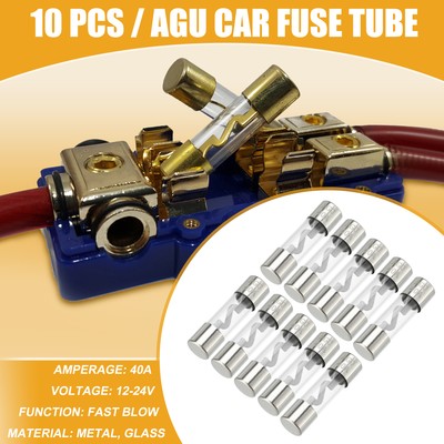 10 Stk 10x38mm 0,39x1,50'' 40A Universal AGU Glassicherung - Kfz-Sicherungsröhre