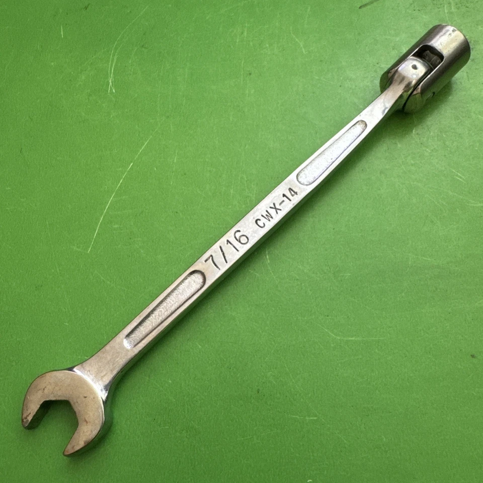Cornwell USA SAE 7/16" Chrome 12 Point Flex Head Socket Open End Wrench CWX-14 - Image 4 of 4
