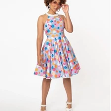 MODCLOTH Smak Parlour Polka Dots Make Me Over Flare Party Dress Size 4X