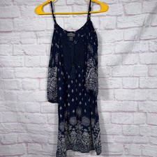 Angie Women's Boho Navy Blue Printed Medium Dress