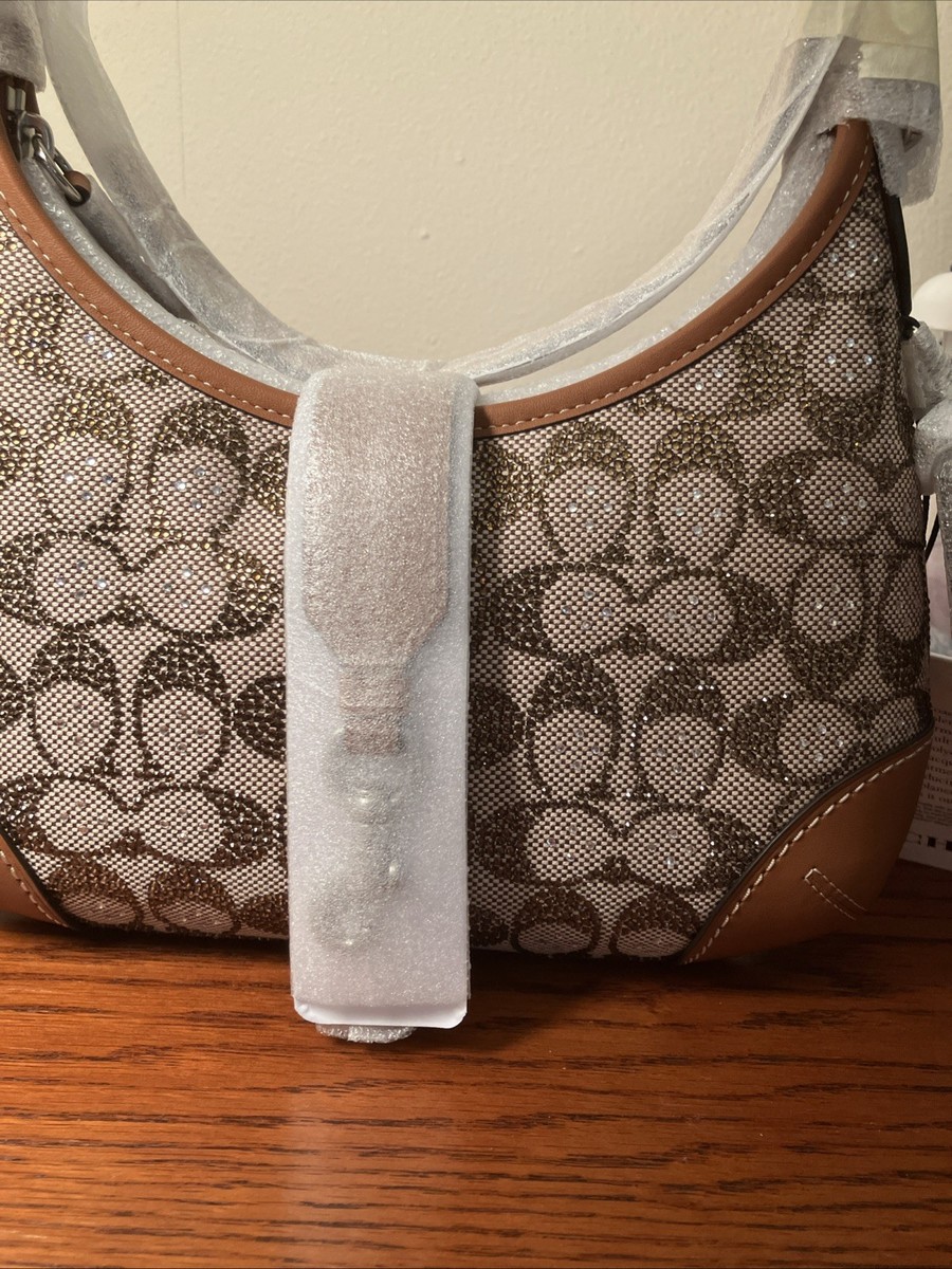 Coach Hamptons Hobo Bag In Crystal Signature Jacquard CW654 for