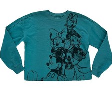 Disney Mickey And Friends Cropped Sweatshirt Size S Green Long Sleeve
