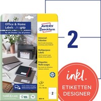 Universal Etiketten Avery Zweckform 3655-10 210X148Mm A4 Selbstklebend 20 Stk