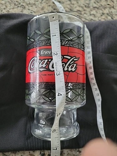 VINTAGE LARGE COCA COLA GLASS TUMBLER TIFFANY STYLE-6.75”